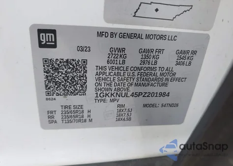 2023 GMC Acadia Awd Slt from USA, damaged, VIN 1GKKNUL45PZ201984